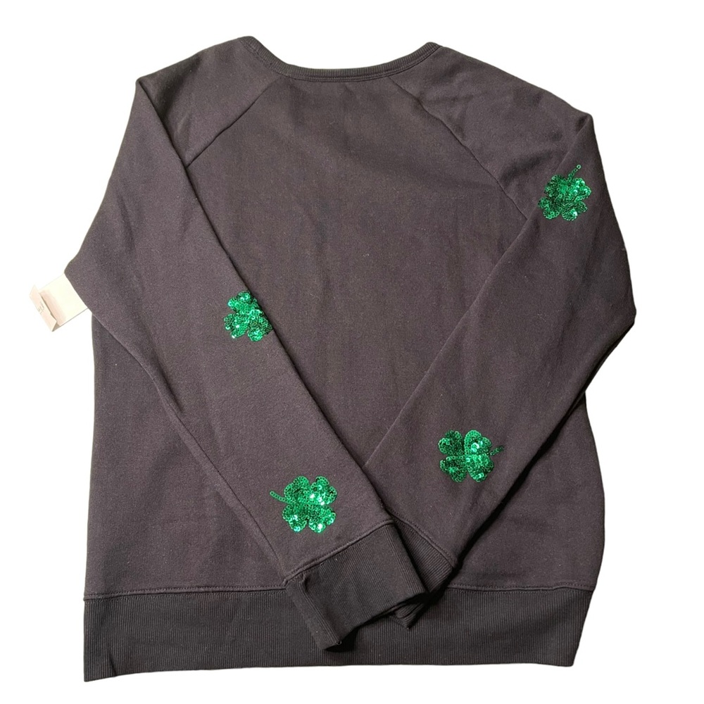 CASLON Sweatshirt Luck Irish Sequined Clover Size Small - Picture 3 of 6